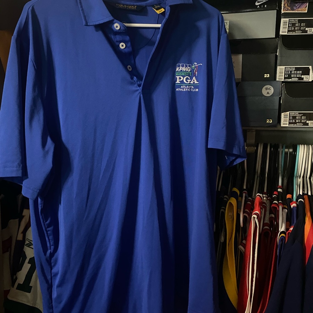 Ralph Lauren Golf Women’s PGA Tour Blue Polo Shirt Cotton Blend Short Sleeve